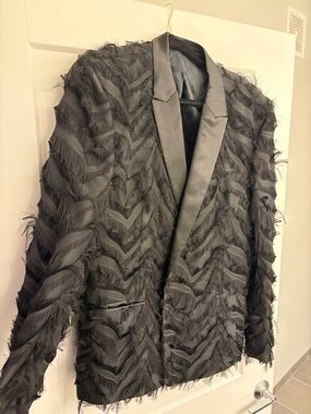 ASOS Black Textured Feather-Effect Blazer